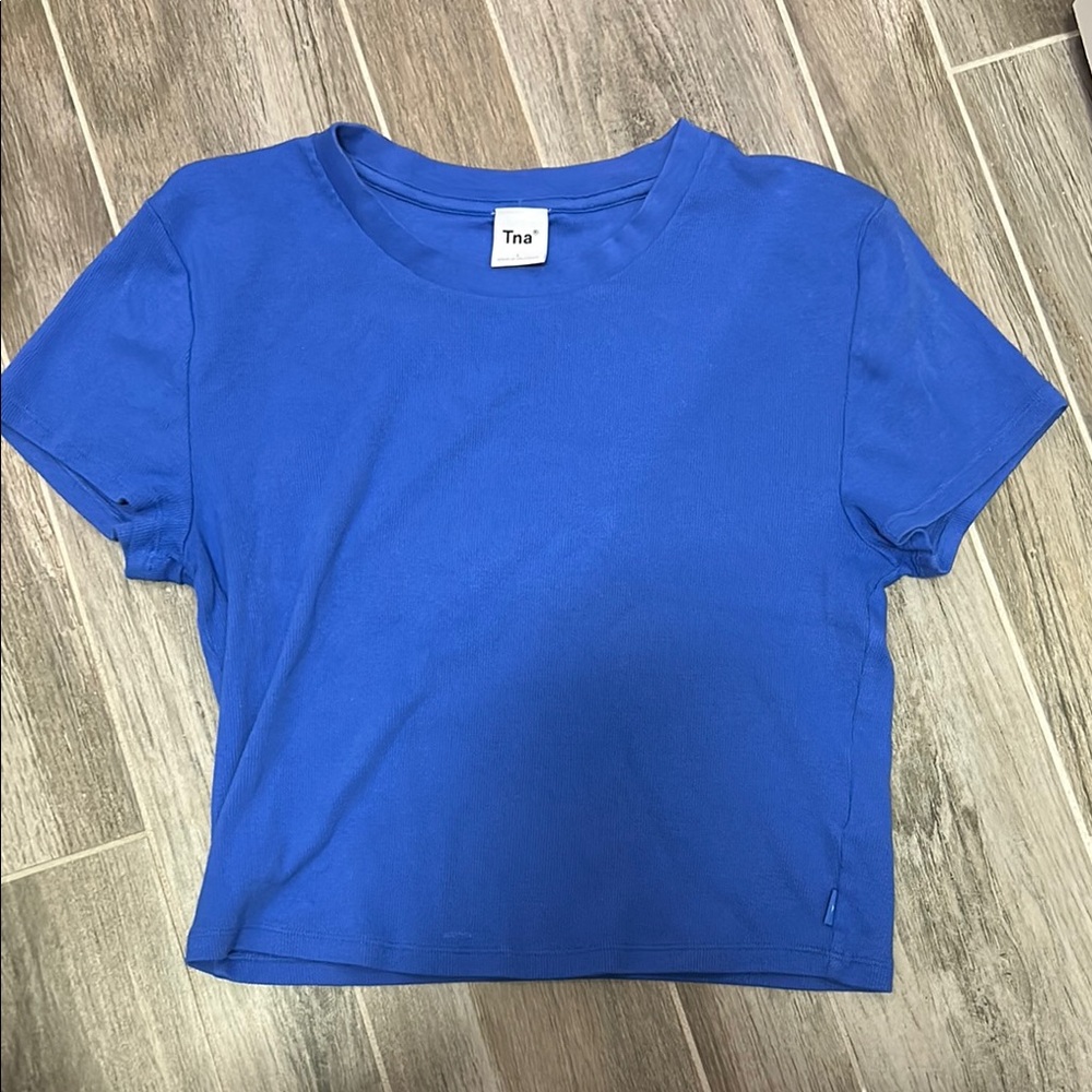 Aritzia Tna Blue Cropped Shirt